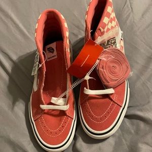 Brand New Pink checked Vans high tops